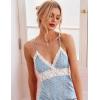 imageEkouaer Sleepwear Womens Chemise Nightgown Full Slip Lace Lounge DressBlue Flower