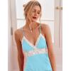 imageEkouaer Sleepwear Womens Chemise Nightgown Full Slip Lace Lounge DressLight Blue