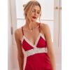imageEkouaer Sleepwear Womens Chemise Nightgown Full Slip Lace Lounge DressRed
