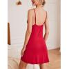imageEkouaer Sleepwear Womens Chemise Nightgown Full Slip Lace Lounge DressRed