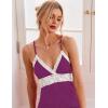 imageEkouaer Sleepwear Womens Chemise Nightgown Full Slip Lace Lounge DressRose Viole