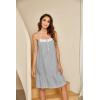 imageEkouaer Womens 100 Cotton Lace Nightgown Sleeveless Sleep Dress Victorian Sleepshirt Button Strap GownCandy Grey