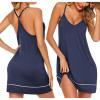 imageEkouaer Womens V Neck Racerback Sleeveless NightgownNavy Blue