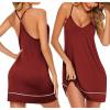 imageEkouaer Womens V Neck Racerback Sleeveless NightgownWine Red