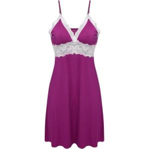 imageEkouaer Sleepwear Womens Chemise Nightgown Full Slip Lace Lounge DressRose Viole