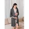 imageEkouaer Womens Nightgown and Robe Set 34 Sleeves Robes 2 Piece Bathrobe Set Vneck Lace Cami Sleepwear with Pockets S2XLDark Gray Pink Flower