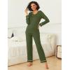imageEkouaer Womens Pajama Sets 2 piece Lounge Sets for Women Vneck Long Sleeve Top and Elastic Waist Pants with PocketsArmy Green