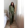 imageEkouaer Womens Pajama Sets 2 piece Lounge Sets for Women Vneck Long Sleeve Top and Elastic Waist Pants with PocketsArmy Green