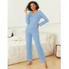 imageEkouaer Womens Pajama Sets 2 piece Lounge Sets for Women Vneck Long Sleeve Top and Elastic Waist Pants with PocketsLight Blue