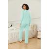 imageEkouaer Womens Pajama Sets 2 piece Lounge Sets for Women Vneck Long Sleeve Top and Elastic Waist Pants with PocketsLight Green