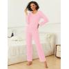 imageEkouaer Womens Pajama Sets 2 piece Lounge Sets for Women Vneck Long Sleeve Top and Elastic Waist Pants with PocketsMisty Rose