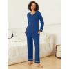 imageEkouaer Womens Pajama Sets 2 piece Lounge Sets for Women Vneck Long Sleeve Top and Elastic Waist Pants with PocketsNavy Army