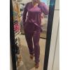 imageEkouaer Womens Pajama Sets 2 piece Lounge Sets for Women Vneck Long Sleeve Top and Elastic Waist Pants with PocketsWineberry