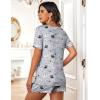 imageEkouaer Womens Pajamas Sets Shorts 2 Piece Short Sleeve Lounge Sets Sleepwear Soft Pjs with PocketsGrey Owl