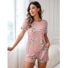 imageEkouaer Womens Pajamas Sets Shorts 2 Piece Short Sleeve Lounge Sets Sleepwear Soft Pjs with PocketsPink Flower