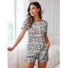 imageEkouaer Womens Pajamas Sets Shorts 2 Piece Short Sleeve Lounge Sets Sleepwear Soft Pjs with PocketsWhiteleopard