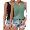 imageEkouaer 2 PCS Women Rib Knit Tank Top Scoop Neck Ribbed Basic Sleeveless Pajama Top