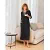 imageEkouaer Womens Zipper Robe 34 Sleeves Housecoat Full Length Nightgown Soft Loungewear Robe with Pockets S3XLBlack