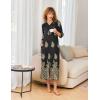 imageEkouaer Womens Zipper Robe 34 Sleeves Housecoat Full Length Nightgown Soft Loungewear Robe with Pockets S3XLBlack Ethnic Pattern