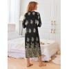 imageEkouaer Womens Zipper Robe 34 Sleeves Housecoat Full Length Nightgown Soft Loungewear Robe with Pockets S3XLBlack Ethnic Pattern