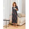 imageEkouaer Womens Zipper Robe 34 Sleeves Housecoat Full Length Nightgown Soft Loungewear Robe with Pockets S3XLBlack Floral