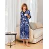 imageEkouaer Womens Zipper Robe 34 Sleeves Housecoat Full Length Nightgown Soft Loungewear Robe with Pockets S3XLBlue Ethnic Floral