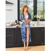 imageEkouaer Womens Zipper Robe 34 Sleeves Housecoat Full Length Nightgown Soft Loungewear Robe with Pockets S3XLBlue Paisley