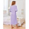 imageEkouaer Womens Zipper Robe 34 Sleeves Housecoat Full Length Nightgown Soft Loungewear Robe with Pockets S3XLLavender