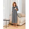 imageEkouaer Womens Zipper Robe 34 Sleeves Housecoat Full Length Nightgown Soft Loungewear Robe with Pockets S3XLMid Gray
