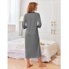 imageEkouaer Womens Zipper Robe 34 Sleeves Housecoat Full Length Nightgown Soft Loungewear Robe with Pockets S3XLMid Gray