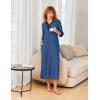 imageEkouaer Womens Zipper Robe 34 Sleeves Housecoat Full Length Nightgown Soft Loungewear Robe with Pockets S3XLNavy