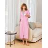 imageEkouaer Womens Zipper Robe 34 Sleeves Housecoat Full Length Nightgown Soft Loungewear Robe with Pockets S3XLPink