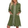 imageEkouaer Women Zipper Robe Lightweight House Coat Zipper Front Short Bathrobes Soft Nightgown with Pockets S3XLArmy Green
