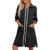 imageEkouaer Women Zipper Robe Lightweight House Coat Zipper Front Short Bathrobes Soft Nightgown with Pockets S3XLBlack