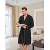 imageEkouaer Mens Robes Lightweight Knit Bathrobe Long Sleeve Kimono Robe V Neck Spa Knee Length Sleepwear with Pockets SXXLBlack