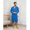 imageEkouaer Mens Robes Lightweight Knit Bathrobe Long Sleeve Kimono Robe V Neck Spa Knee Length Sleepwear with Pockets SXXLBlue