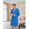 imageEkouaer Mens Robes Lightweight Knit Bathrobe Long Sleeve Kimono Robe V Neck Spa Knee Length Sleepwear with Pockets SXXLBlue
