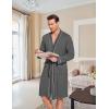 imageEkouaer Mens Robes Lightweight Knit Bathrobe Long Sleeve Kimono Robe V Neck Spa Knee Length Sleepwear with Pockets SXXLDark Gray