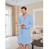 imageEkouaer Mens Robes Lightweight Knit Bathrobe Long Sleeve Kimono Robe V Neck Spa Knee Length Sleepwear with Pockets SXXLLight Blue