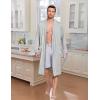 imageEkouaer Mens Robes Lightweight Knit Bathrobe Long Sleeve Kimono Robe V Neck Spa Knee Length Sleepwear with Pockets SXXLLight Gray
