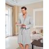 imageEkouaer Mens Robes Lightweight Knit Bathrobe Long Sleeve Kimono Robe V Neck Spa Knee Length Sleepwear with Pockets SXXLLight Gray