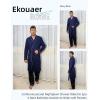 imageEkouaer Mens Robes Lightweight Knit Bathrobe Long Sleeve Kimono Robe V Neck Spa Knee Length Sleepwear with Pockets SXXLNavy Blue