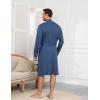 imageEkouaer Mens Robes Lightweight Knit Bathrobe Long Sleeve Kimono Robe V Neck Spa Knee Length Sleepwear with Pockets SXXLOcean Blue