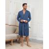 imageEkouaer Mens Robes Lightweight Knit Bathrobe Long Sleeve Kimono Robe V Neck Spa Knee Length Sleepwear with Pockets SXXLOcean Blue