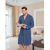imageEkouaer Mens Robes Lightweight Knit Bathrobe Long Sleeve Kimono Robe V Neck Spa Knee Length Sleepwear with Pockets SXXLOcean Blue