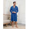 imageEkouaer Mens Robes Lightweight Knit Bathrobe Long Sleeve Kimono Robe V Neck Spa Knee Length Sleepwear with Pockets SXXLRoyal Blue