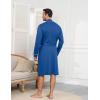 imageEkouaer Mens Robes Lightweight Knit Bathrobe Long Sleeve Kimono Robe V Neck Spa Knee Length Sleepwear with Pockets SXXLRoyal Blue