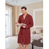 imageEkouaer Mens Robes Lightweight Knit Bathrobe Long Sleeve Kimono Robe V Neck Spa Knee Length Sleepwear with Pockets SXXLWine Red