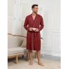 imageEkouaer Mens Robes Lightweight Knit Bathrobe Long Sleeve Kimono Robe V Neck Spa Knee Length Sleepwear with Pockets SXXLWine Red