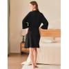 imageEkouaer Waffle Robes for Women Lightweight Knit V Neck 34 Sleeve Kimono Bathrobe with Pockets Soft Sexy Spa Loungewear SXXLBlack